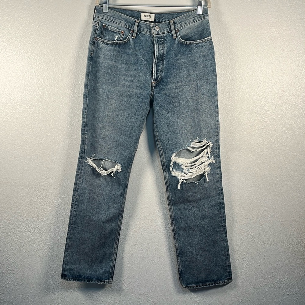 AGOLDE Lana style distressed knee straight leg jeans size 30